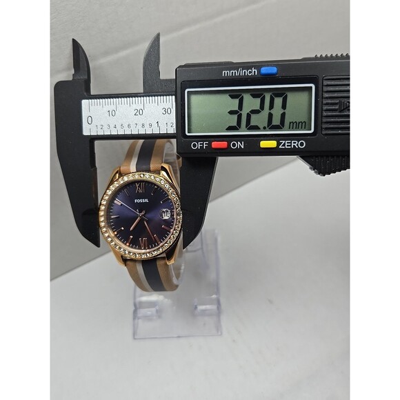 Fossil Scarlette Mini ES4594 Rose Gold Blue Dial Leather Watch New Battery Small - Picture 5 of 12